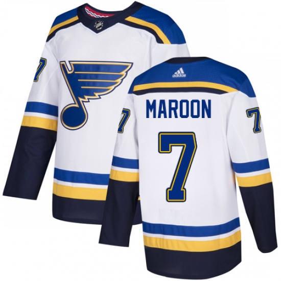 Men's Adidas St. Louis Blues 7 Patrick Maroon Authentic White Away NHL Jersey