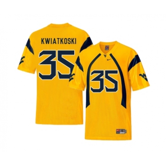 West Virginia Mountaineers 35 Nick Kwiatkoski Gold College Football Jersey