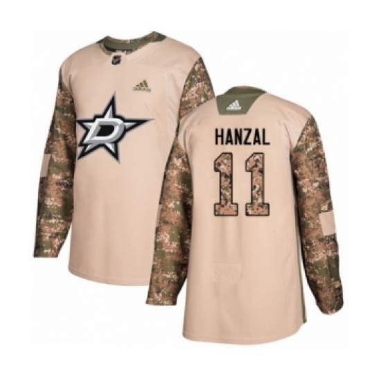 Men's Adidas Dallas Stars 11 Martin Hanzal Authentic Camo Veterans Day Practice NHL Jersey