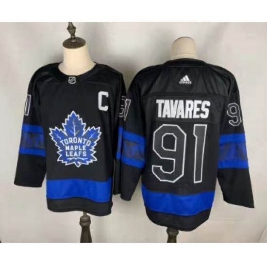 Men's Toronto Maple Leafs 91 John Tavares Black X Drew House Inside Out Stitched Jersey