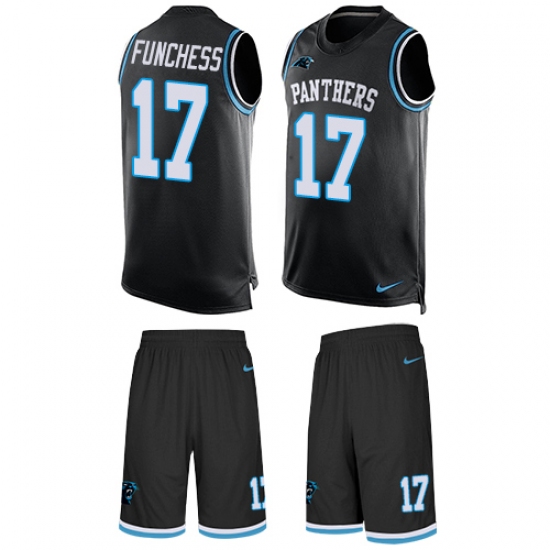 Men's Nike Carolina Panthers 17 Devin Funchess Limited Black Tank Top Suit NFL Jersey