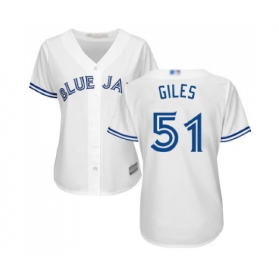 Women's Toronto Blue Jays 51 Ken Giles Replica White Home Baseball Jersey