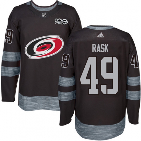 Men's Adidas Carolina Hurricanes 49 Victor Rask Authentic Black 1917-2017 100th Anniversary NHL Jersey