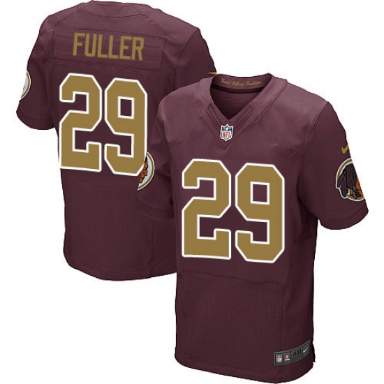 Men's Nike Washington Redskins 29 Kendall Fuller Elite Burgundy Red/Gold Number Alternate 80TH Anniversary NFL Jersey