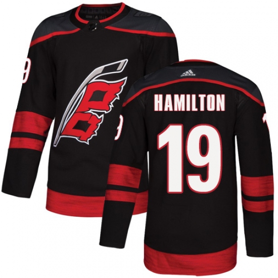 Men's Adidas Carolina Hurricanes 19 Dougie Hamilton Black Authentic Alternate NHL Jersey