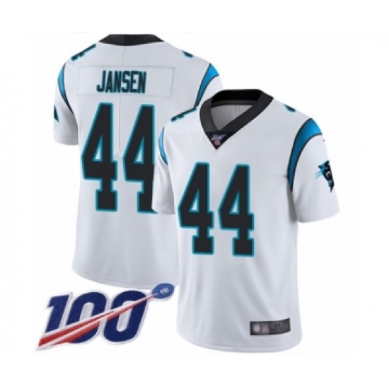 Men's Carolina Panthers 44 J.J. Jansen White Vapor Untouchable Limited Player 100th Season Football Jersey