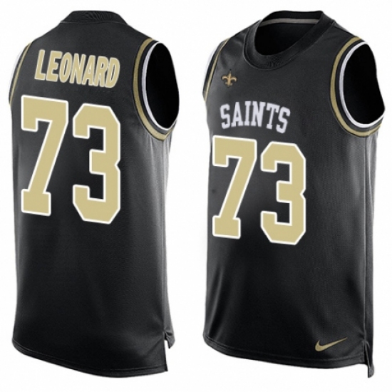 Men's Nike New Orleans Saints 73 Rick Leonard Limited Black Player Name & Number Tank Top NFL Jersey