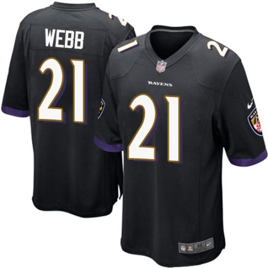 Men's Nike Baltimore Ravens 21 Lardarius Webb Game Black Alternate NFL Jersey