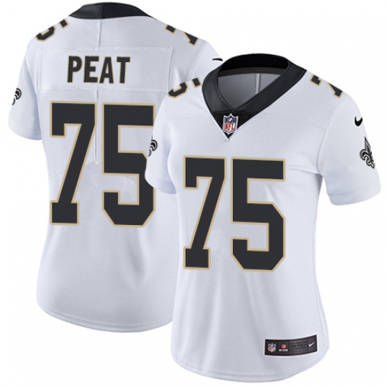 Women's Nike New Orleans Saints 75 Andrus Peat White Vapor Untouchable Limited Player NFL Jersey