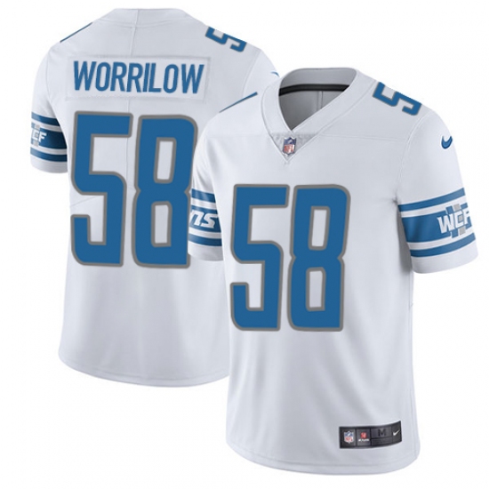 Men's Nike Detroit Lions 58 Paul Worrilow White Vapor Untouchable Limited Player NFL Jersey