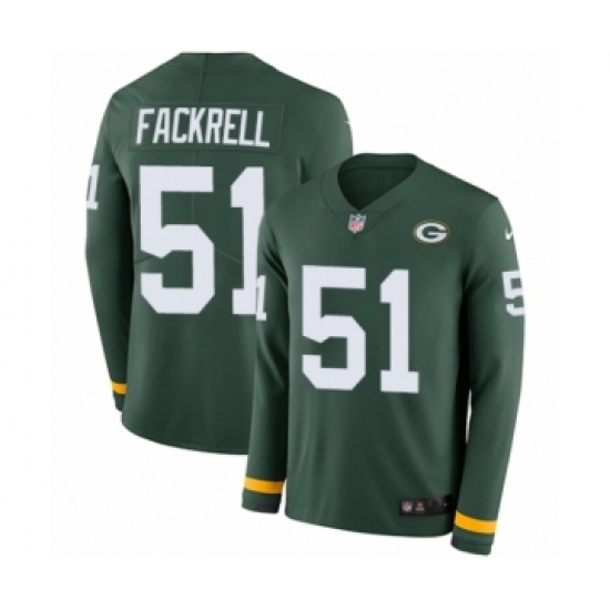 Men's Nike Green Bay Packers 51 Kyler Fackrell Limited Green Therma Long Sleeve NFL Jersey