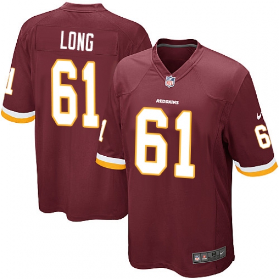 Men's Nike Washington Redskins 61 Spencer Long Game Burgundy Red Team Color NFL Jersey