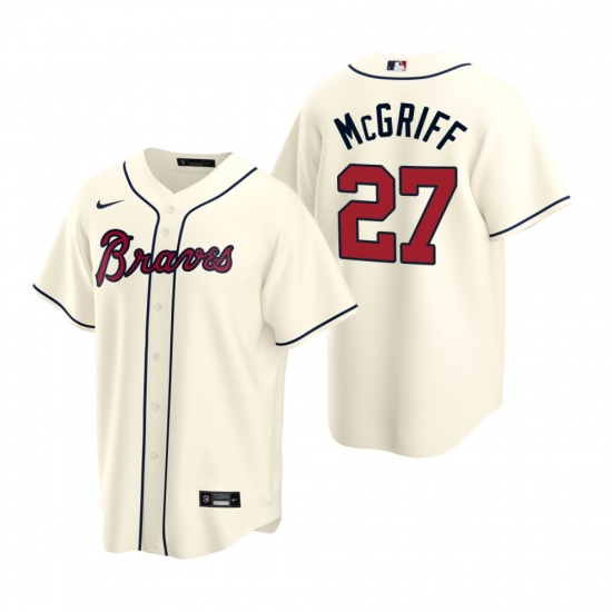 Men's Nike Atlanta Braves 27 Fred McGriff Cream Alternate Stitched Baseball Jersey