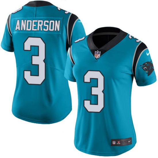 Women's Nike Carolina Panthers 3 Derek Anderson Blue Alternate Vapor Untouchable Limited Player NFL Jersey