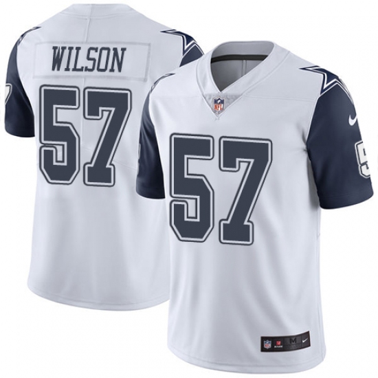 Youth Nike Dallas Cowboys 57 Damien Wilson Limited White Rush Vapor Untouchable NFL Jersey
