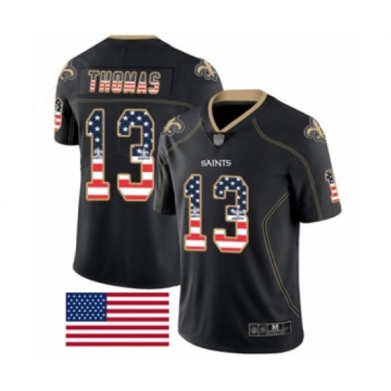 Men's New Orleans Saints 13 Michael Thomas Limited Black Rush USA Flag Football Jersey