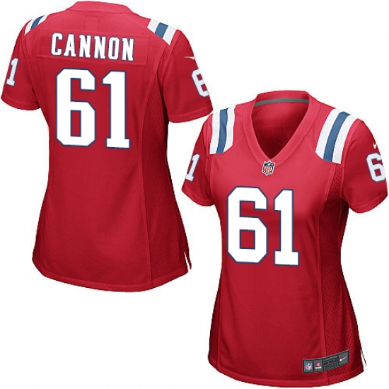 Women's Nike New England Patriots 61 Marcus Cannon Game Red Alternate NFL Jersey