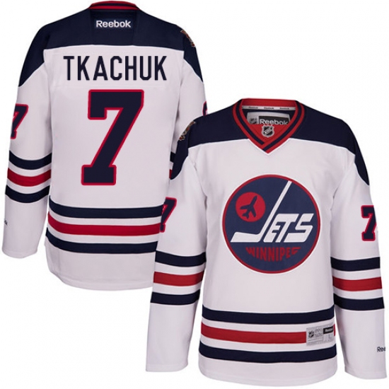 Men's Reebok Winnipeg Jets 7 Keith Tkachuk Authentic White 2016 Heritage Classic NHL Jersey