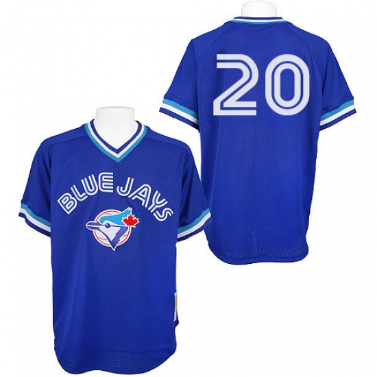 Men's Mitchell and Ness Toronto Blue Jays 20 Josh Donaldson Authentic Blue Throwback MLB Jersey