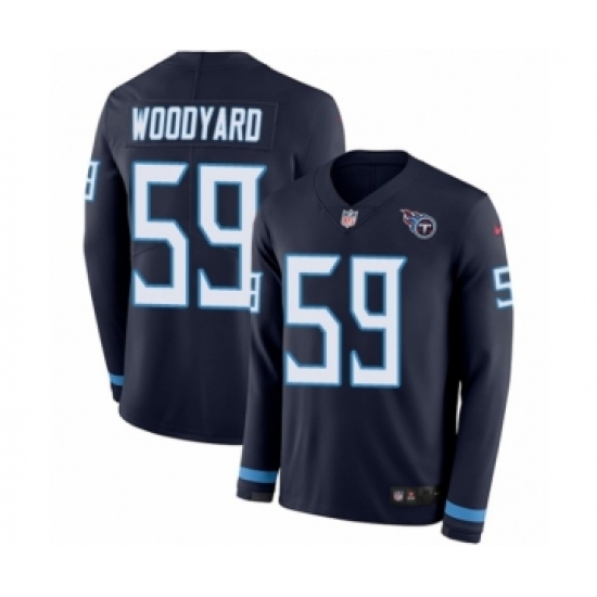 Men's Nike Tennessee Titans 59 Wesley Woodyard Limited Navy Blue Therma Long Sleeve NFL Jersey