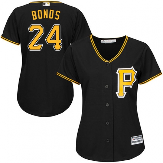 Women's Majestic Pittsburgh Pirates 24 Barry Bonds Authentic Black Alternate Cool Base MLB Jersey