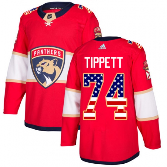 Youth Adidas Florida Panthers 74 Owen Tippett Authentic Red USA Flag Fashion NHL Jersey