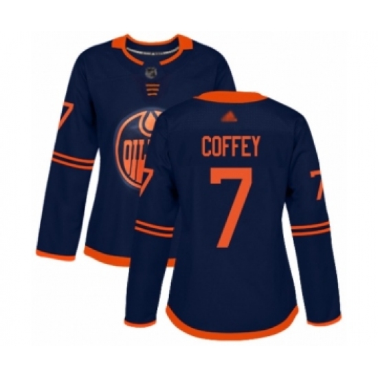 Women's Edmonton Oilers 7 Paul Coffey Authentic Navy Blue Alternate Hockey Jersey