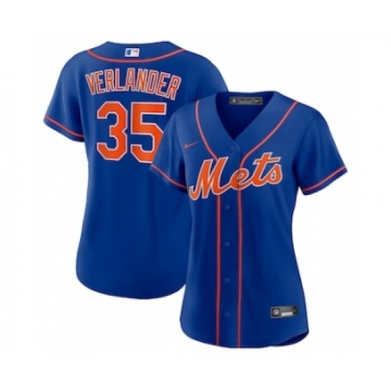 Women's New York Mets 35 Justin Verlander Blue Stitched MLB Cool Base Nike Jersey