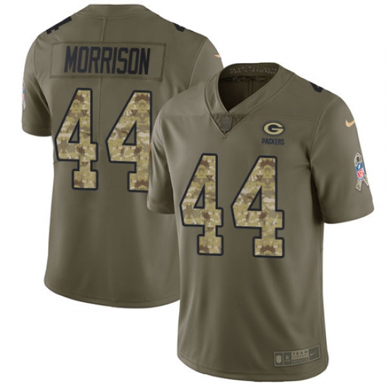 Men's Nike Green Bay Packers 44 Antonio Morrison Limited Olive Camo 2017 Salute to Service NFL Jersey