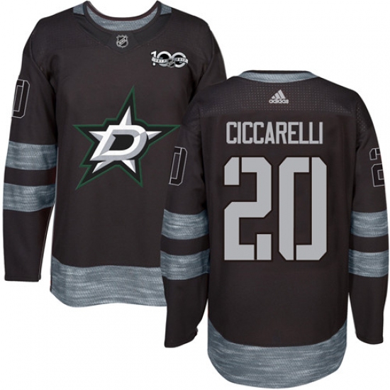 Men's Adidas Dallas Stars 20 Dino Ciccarelli Authentic Black 1917-2017 100th Anniversary NHL Jersey