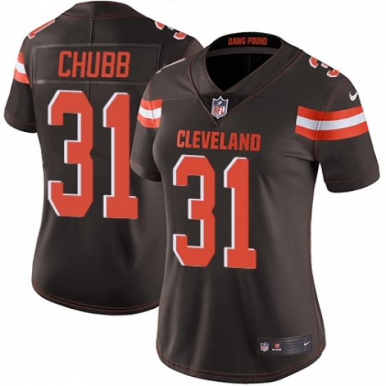 Women's Nike Cleveland Browns 31 Nick Chubb Brown Team Color Vapor Untouchable Limited Player NFL Jersey