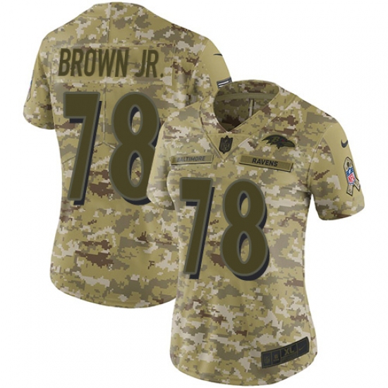 Women's Nike Baltimore Ravens 78 Orlando Brown Jr. Limited Camo 2018 Salute to Service NFL Jersey
