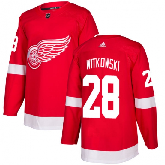 Men's Adidas Detroit Red Wings 28 Luke Witkowski Authentic Red Home NHL Jersey