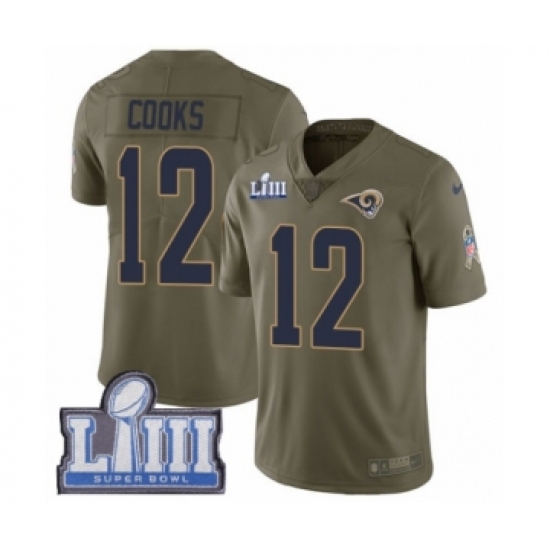 Youth Nike Los Angeles Rams 12 Brandin Cooks Limited Olive 2017 Salute to Service Super Bowl LIII Bound NFL Jersey
