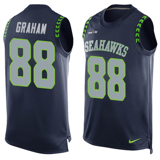 Men's Nike Seattle Seahawks 88 Jimmy Graham Limited Steel Blue Player Name & Number Tank Top NFL Jersey