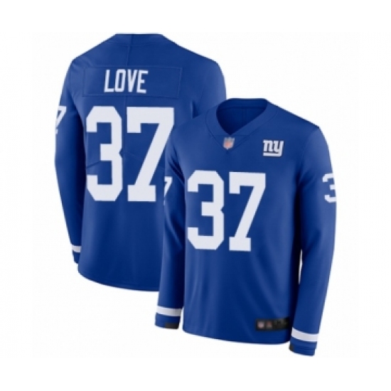 Youth New York Giants 37 Julian Love Limited Royal Blue Therma Long Sleeve Football Jersey