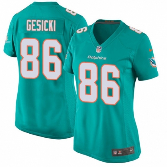 Women's Nike Miami Dolphins 86 Mike Gesicki Game Aqua Green Team Color NFL Jersey