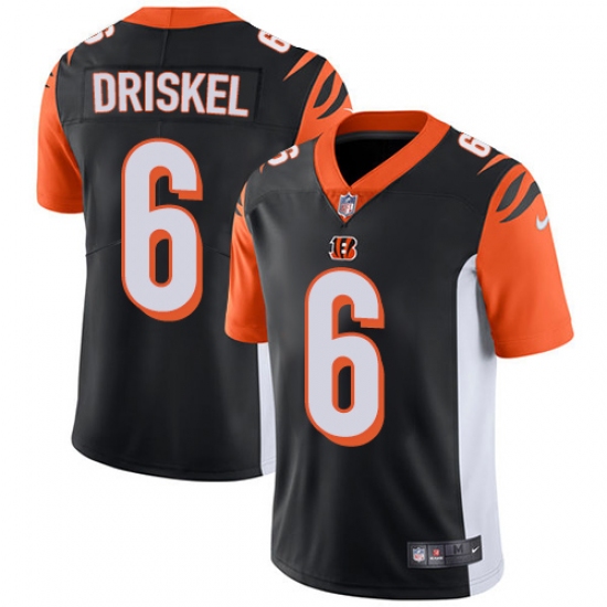 Men's Nike Cincinnati Bengals 6 Jeff Driskel Vapor Untouchable Limited Black Team Color NFL Jersey