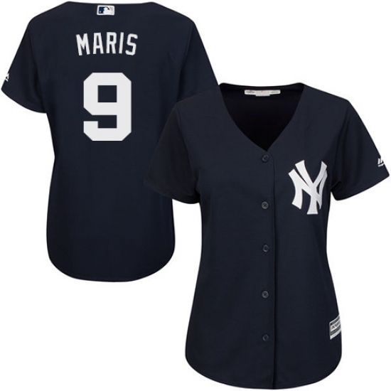 Women's Majestic New York Yankees 9 Roger Maris Replica Navy Blue Alternate MLB Jersey