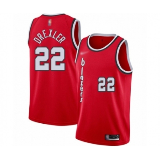 Men's Portland Trail Blazers 22 Clyde Drexler Authentic Red Hardwood Classics Basketball Jersey