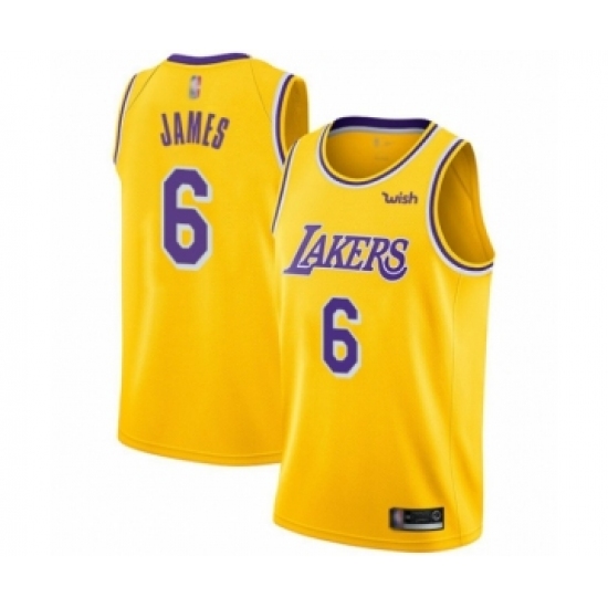 Youth Los Angeles Lakers 6 LeBron James Swingman Gold Basketball Jersey - Icon Edition