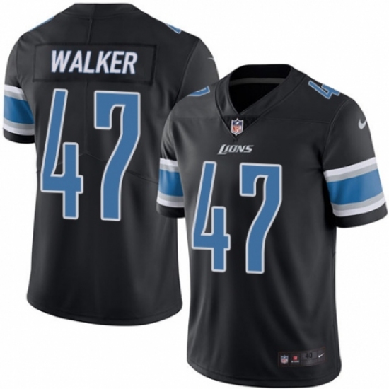 Men's Nike Detroit Lions 47 Tracy Walker Elite Black Rush Vapor Untouchable NFL Jersey