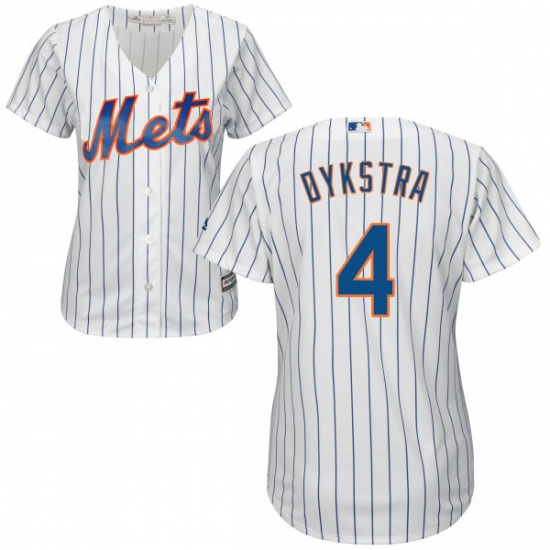 Women's Majestic New York Mets 4 Lenny Dykstra Replica White Home Cool Base MLB Jersey