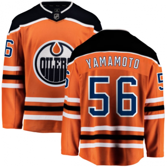 Men's Edmonton Oilers 56 Kailer Yamamoto Fanatics Branded Orange Home Breakaway NHL Jersey