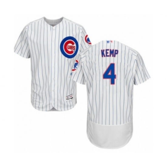 Men's Chicago Cubs 4 Tony Kemp White Home Flex Base Authentic Collection Baseball Player Jersey