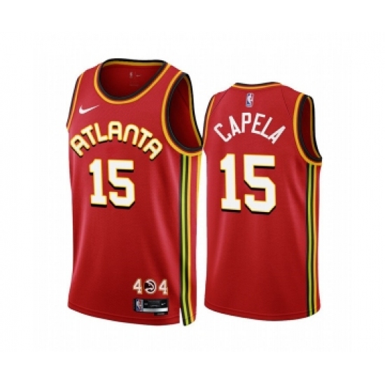 Men's Atlanta Hawks 15 Clint Capela 2022-23 Red Icon Edition Stitched Jersey