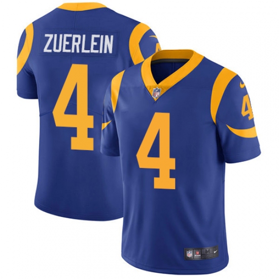 Men's Nike Los Angeles Rams 4 Greg Zuerlein Royal Blue Alternate Vapor Untouchable Limited Player NFL Jersey