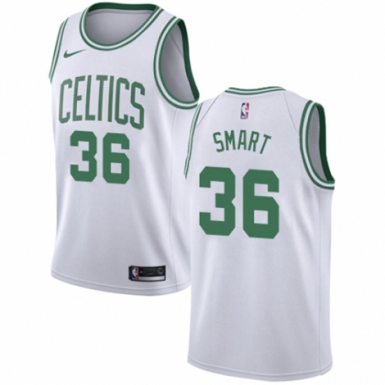 Youth Nike Boston Celtics 36 Marcus Smart Authentic White NBA Jersey - Association Edition