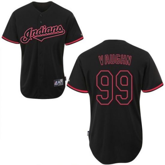 Men's Majestic Cleveland Indians 99 Ricky Vaughn Authentic Black Fashion MLB Jersey
