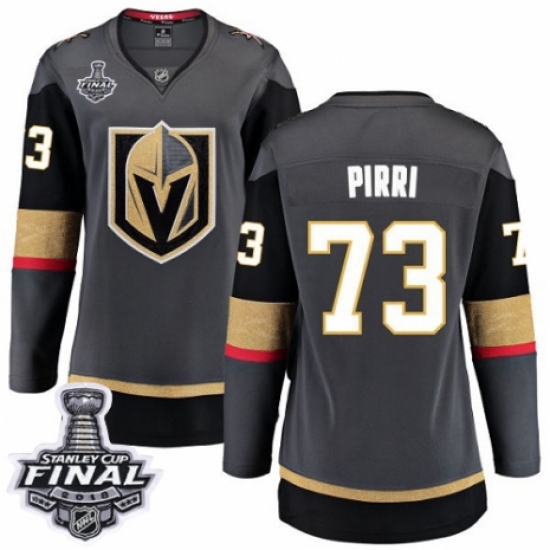 Women's Vegas Golden Knights 73 Brandon Pirri Authentic Black Home Fanatics Branded Breakaway 2018 Stanley Cup Final NHL Jersey